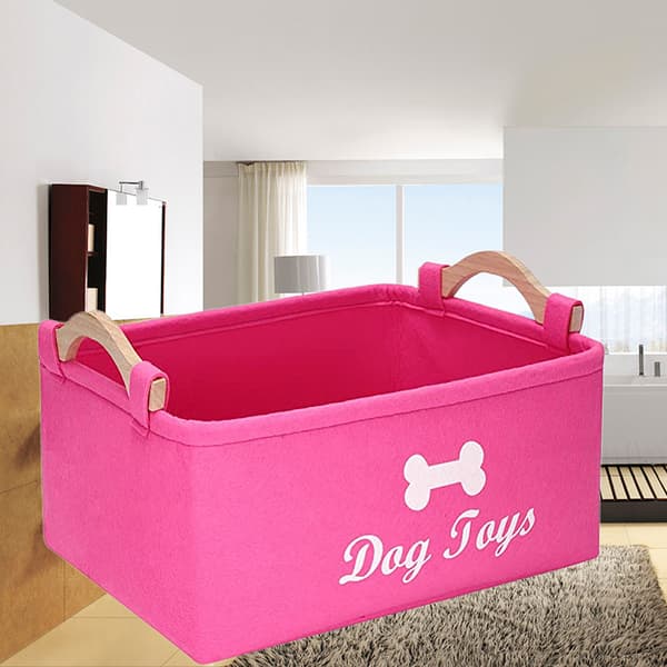 Opbevaringsboks til kæledyrslegetøj - Pink - Stor 38*25*18