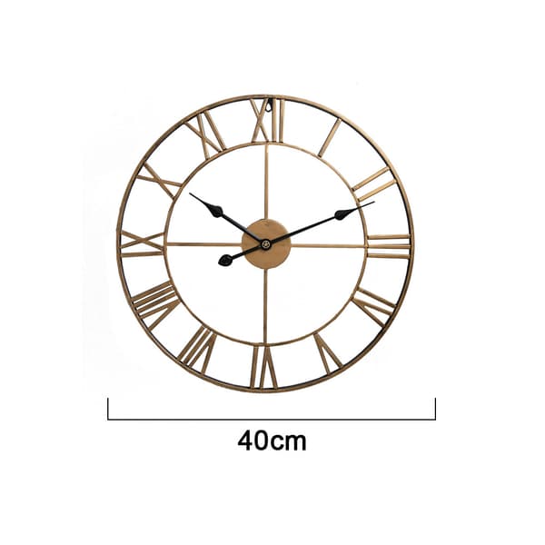 Järn Tyst Digital Väggklocka-A93-40CM Retro Guld och Svart Visare