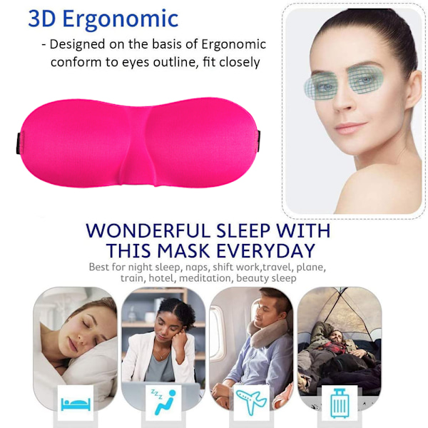 3st 3D Ögonmask - Standard Rosaröd