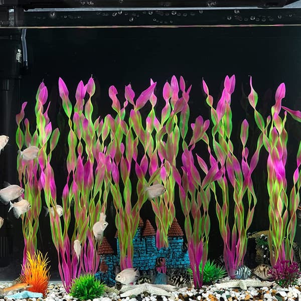 1 st akvarium simulerad vattengräsdekoration - 10 st/förpackning rosa kelp