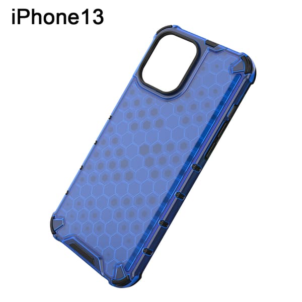 Honeycomb Apple-telefonfodral-iPhone13-genomskinlig blå
