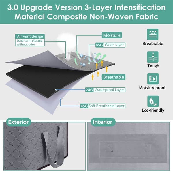1 sæt non-woven opbevaringsposer - grå - 3 stk.