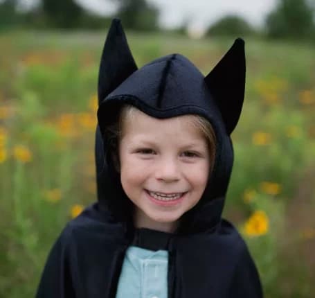 Halloween flagermuskappe/-kappe til børn – Superhelte-kostume (Længde: 70 cm)