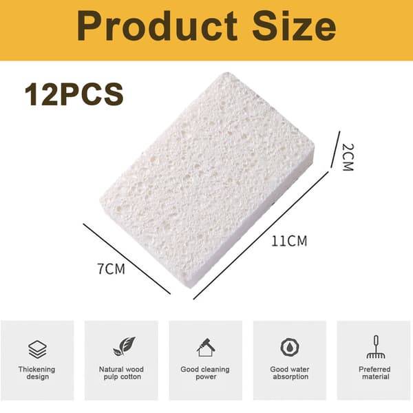 12 stk oppvaskbomull-hvit-11*7*2cm