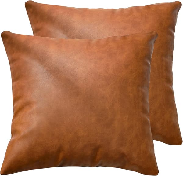 2 st PU-läder örngott (brun 45*45cm)