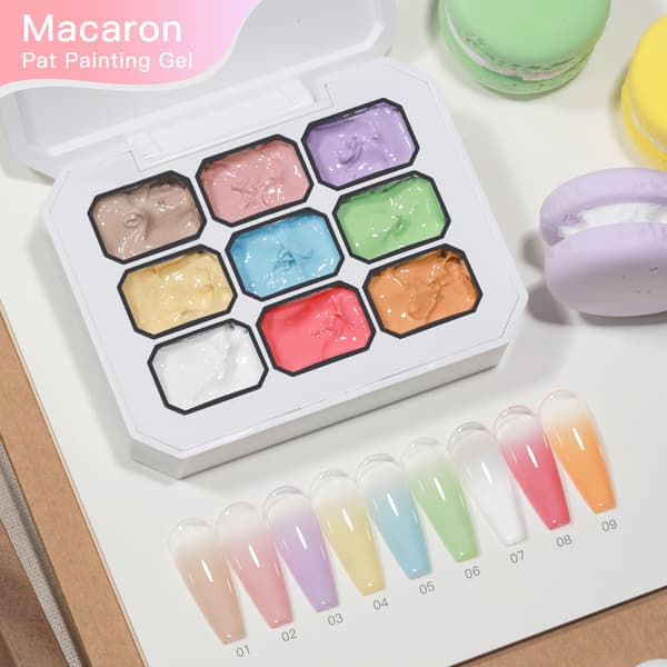 9-rutig solid gelpolish: Hög mättnad, blandbar, redo för gradient, torkfri formula (lämplig för rouge och nagelkonst)