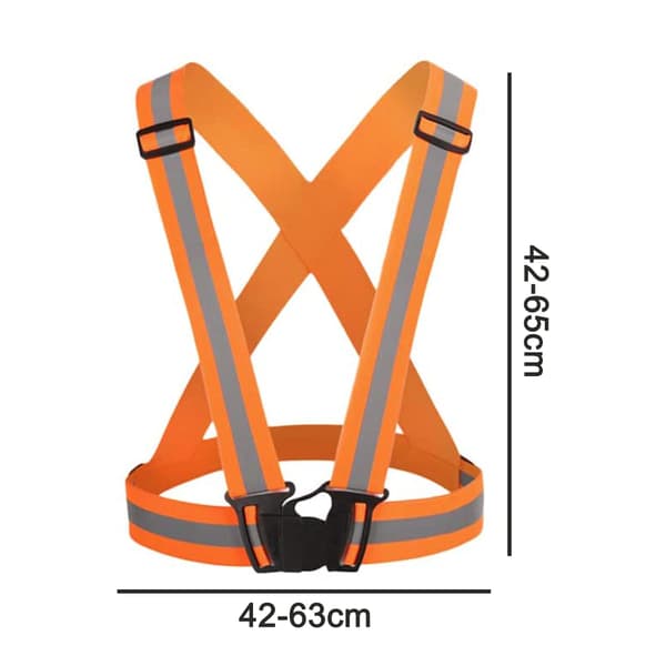 Reflekterande elastiskt bandset - 1 axelrem + 4 armremmar + förvaringsväska - orange