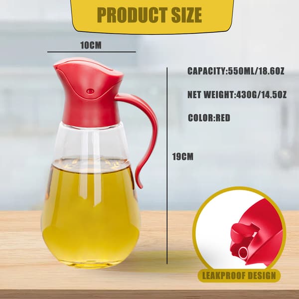 1 st oljeflaska - stort rött flip-lock 550 ml - transparent