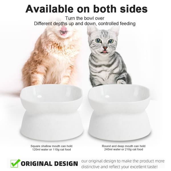2-pack kattmatskålar - Moderna skålar 2-pack (vit + vit)