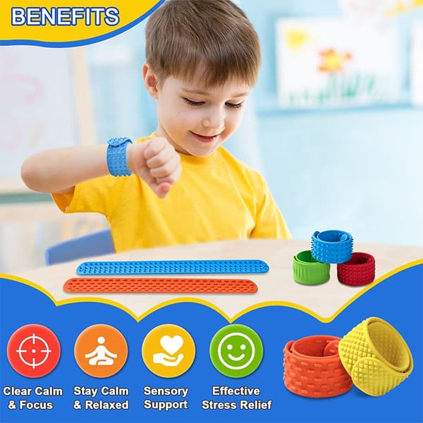Slap Bracelet Fidget Sensoriska Leksaker, 6-pack Sensoriska Leksaker för Barn med Autism