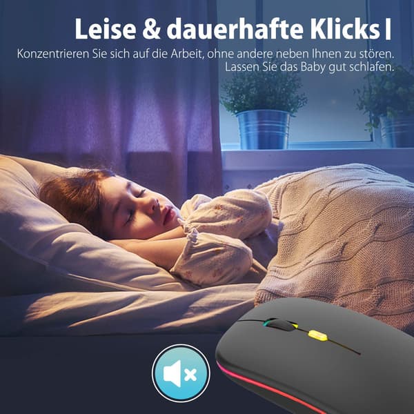 Bluetooth dual-mode trådløs mus opladning lydløs lysende mus - dual-mode Bluetooth lysende - sort
