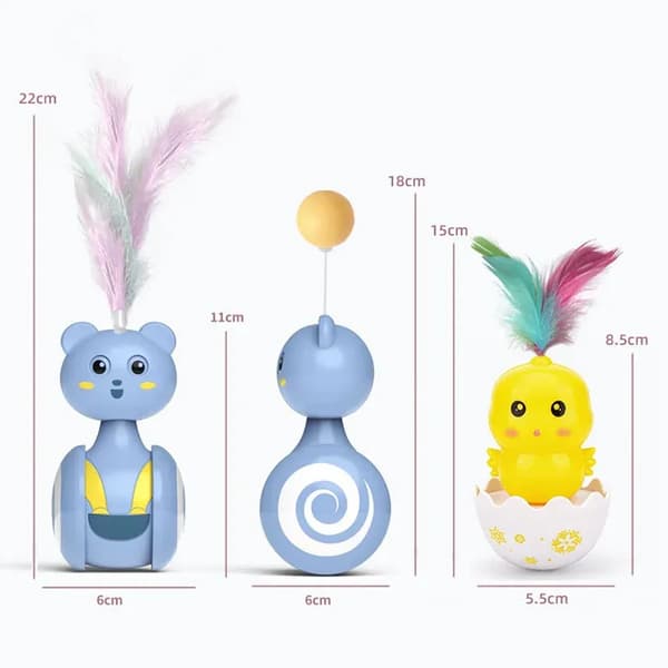 Kattleksaker Rullande Retfjäderstav Roterande Boll Blå Blå blue feather