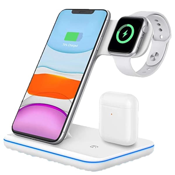 Trådløs lader - Hvit dobbeltsidig Apple-hode