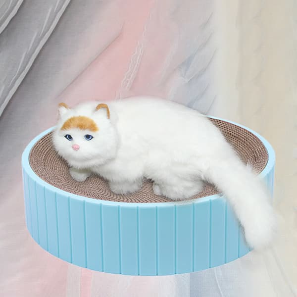 Skålformad kattsäng klösbräda-liten blå 31*31*6cm