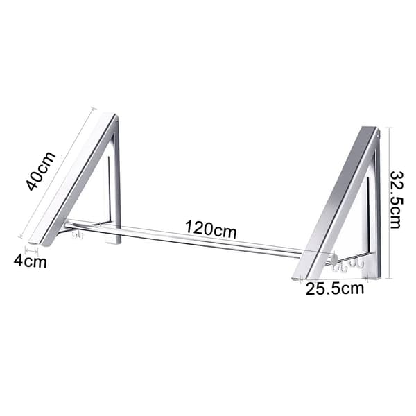 Lys dobbelt 120 cm vandret stang foldbart tørrestativ - uden boring