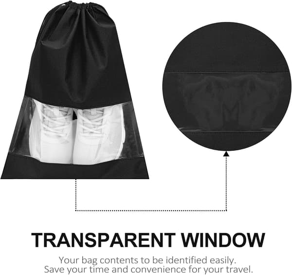 12 st tomma non-woven tofflor transparenta dragskoväskor