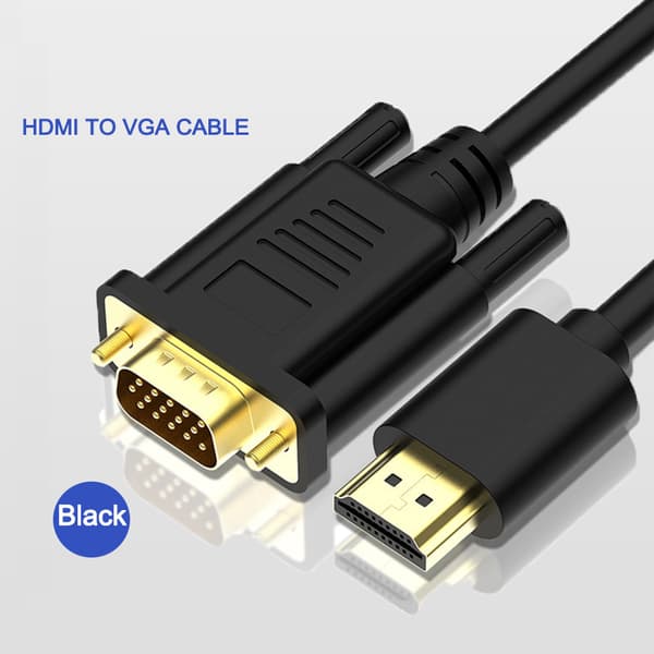 HDMI til VGA kabeladapter, 1,8 meter, sort.