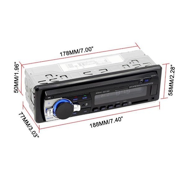 DIN Bluetooth bilstereo handsfree Hot C1