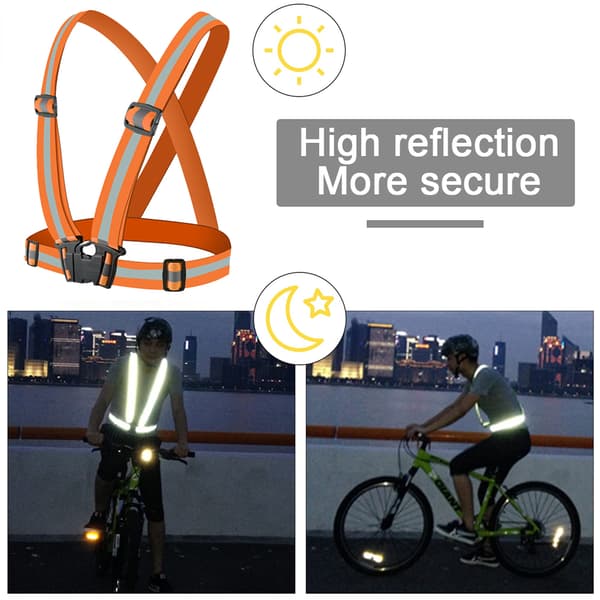 Reflekterende elastisk båndsett - 1 skulderstropp + 4 armstropper + oppbevaringspose - oransje
