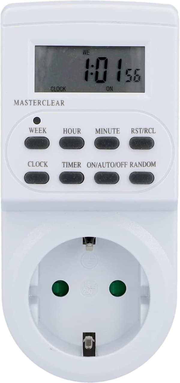 Veckotimer Digital | för inomhusbruk | Dag- och veckoprogrammering | LCD-display | Vit