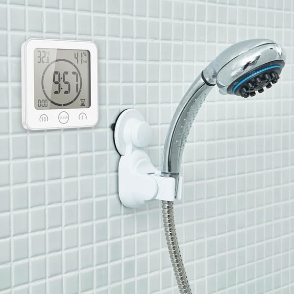 Badeværelse Digital Vægur Elektronisk Termometer og Hygrometer - Hvid