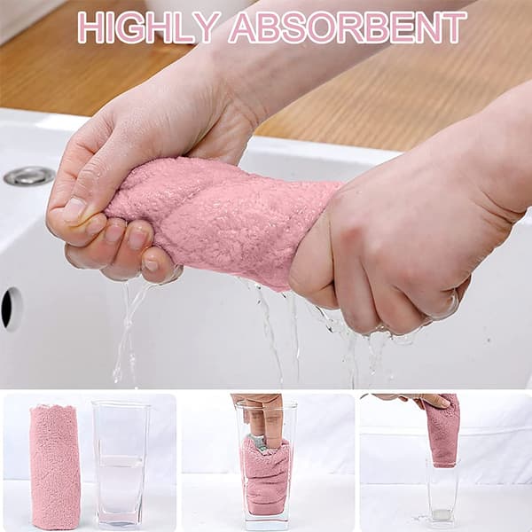 12-pack kökshanddukar - korallfleece rosa grå - 27*16