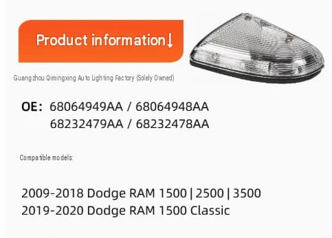 68064949AA / 68064948AA Sidespeil Blinklys (Retningslys) for Dodge Ram