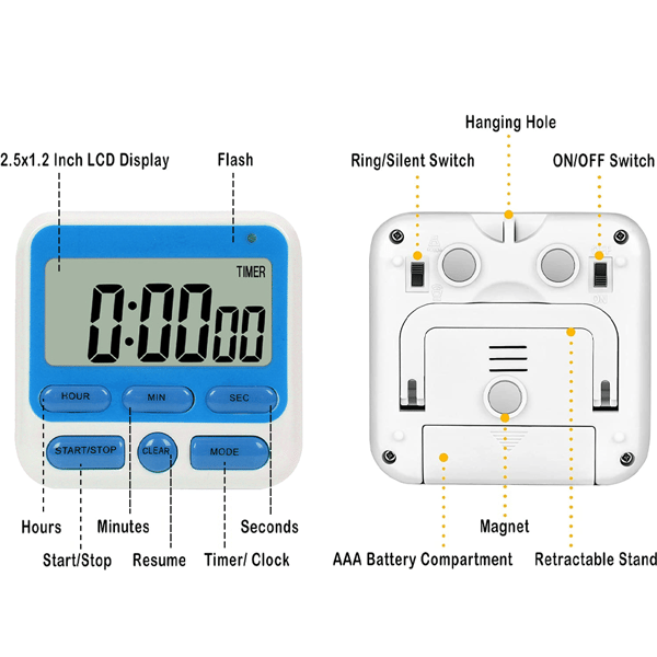 Kjøkken Timer Vekkerklokke Timer-Blå