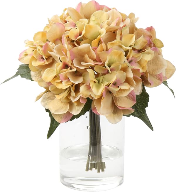 Hortensia kunstig blomst gul