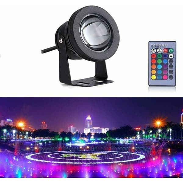 1 stk-Undervandslys-10w Sort Konveks Spejl-RGB