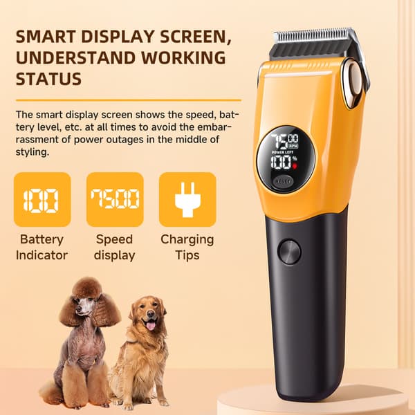 Smart digital display elektrisk hårklipper til kæledyr, hunde og katte, velegnet til både kæledyr og hunde.