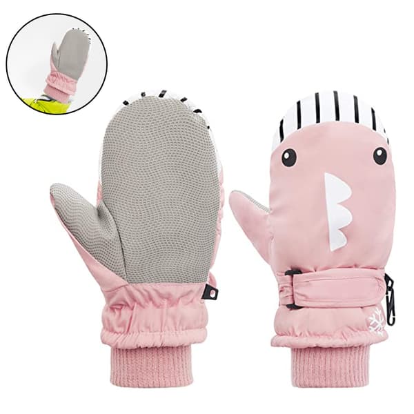 Trykte plys varme handsker-Pink