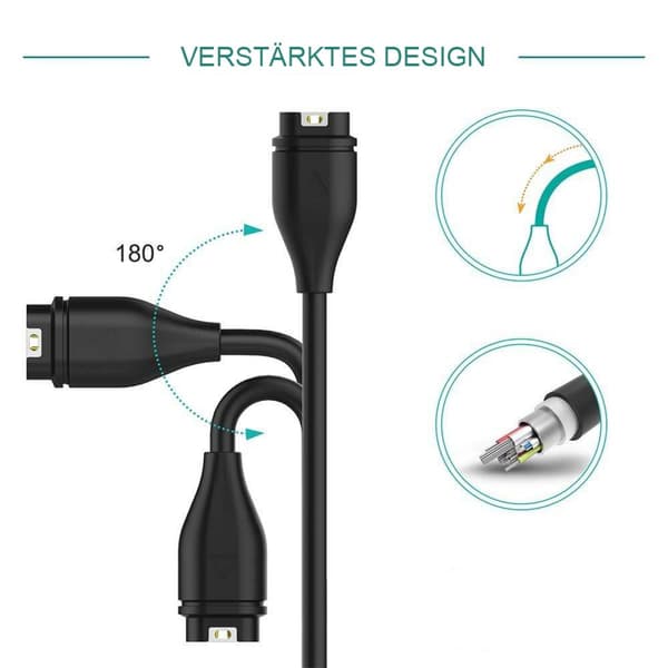 Garmin ur fenix5x 5s 6X 7S oplader - sort USB A lige PVC
