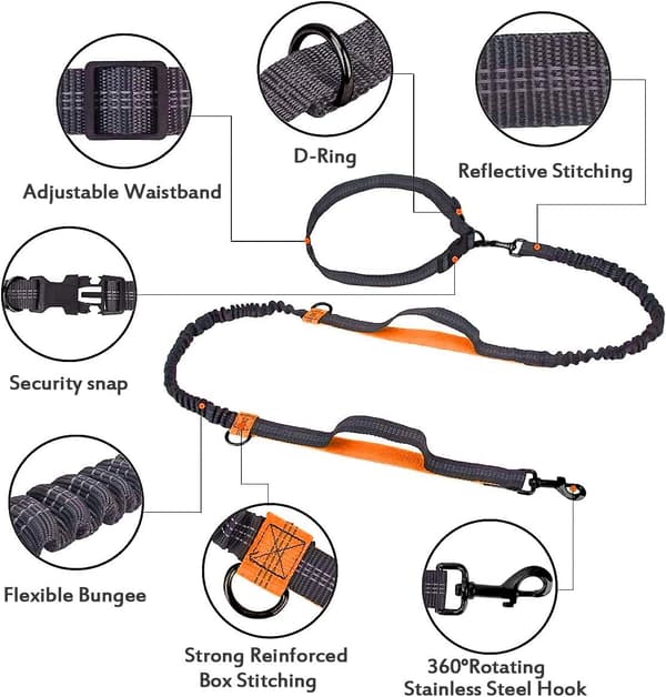Hundkoppel Dragrem - Svart + Orange