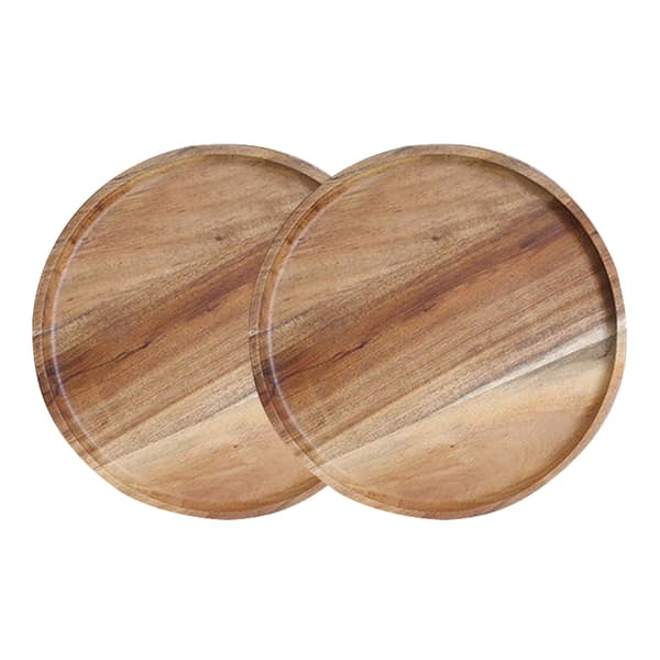 2 stk. træ middagstallerken - diameter 13 cm