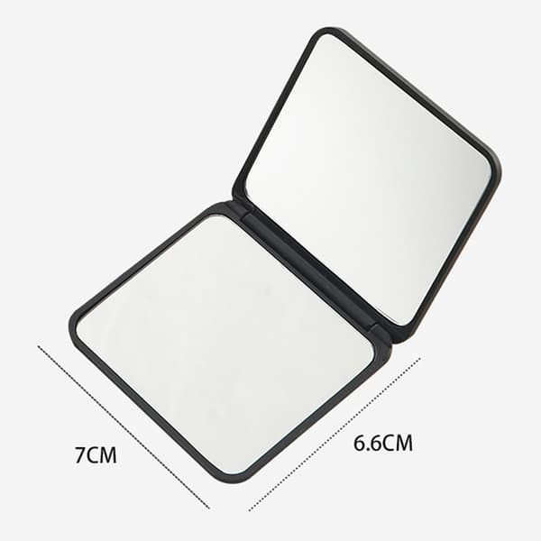 2 stk. foldbart bærbart dobbeltsidet makeupspejl - sort hjerte model + sort kat model