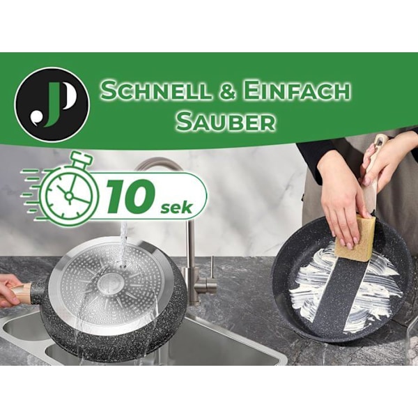 JUST PERFECTO Induktionsgryde - Kasseroller - Non-stick stegepande - All-Range gryde - PFOA og PTFE Fri 21 stk. svart