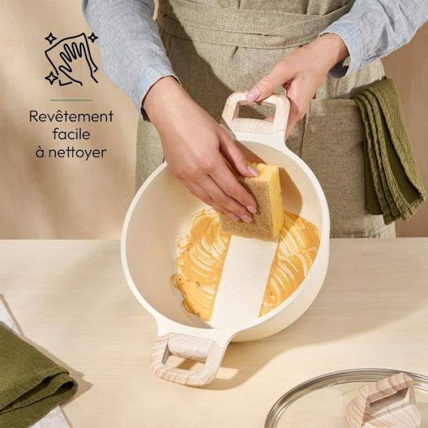 JUST PERFECTO Induktionskastrull 24 cm - Liten kastrull med hällpip - Induktionskastrull för alla värmekällor Beige