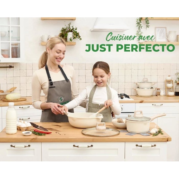 JUST PERFECTO 15-osainen induktiokeittoastiasetti - Kattilat ja pannut - Kaikki lämmönlähteet, mukaan lukien induktio - Alumiini Beige