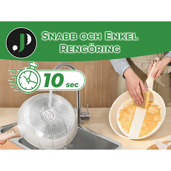 JUST PERFECTO grydesæt med glaslåg - All-Range gryde - Non-stick stegepande - PFOA og PTFE-fri stegepande Beige