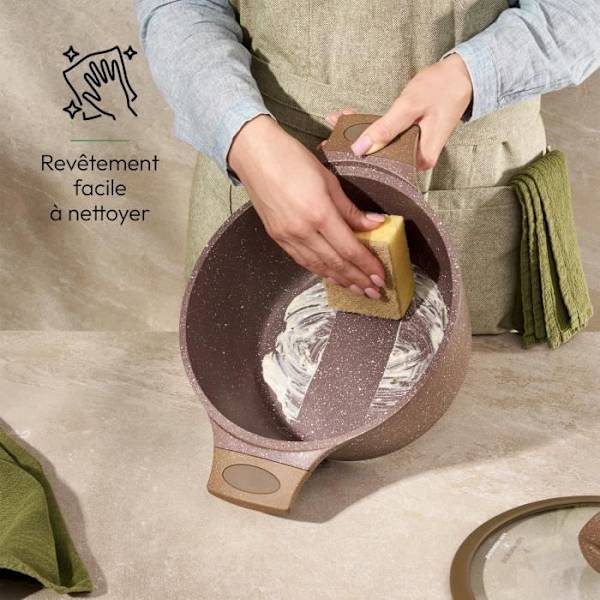 JUST PERFECTO Induktionskastrull 24 cm - Non-stick kastrull - Alla värmekällor inklusive induktion kastanj