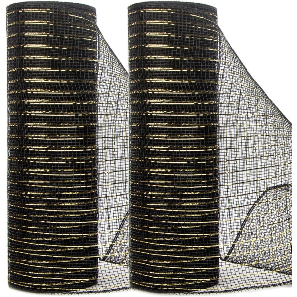 2 rullar svart mesh , 10 tum x 30 fot (10 yard) varje rulle, metallsvart