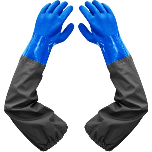PVC kemikaliebeständiga handskar, långa gummihandskar, långa vattentäta