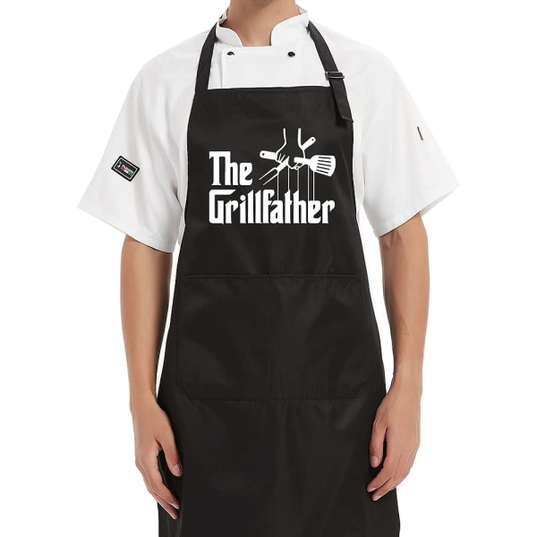 Det roliga BBQ-förklädet för män kvinnor, svart justerbar vattentät matlagningsgrillning