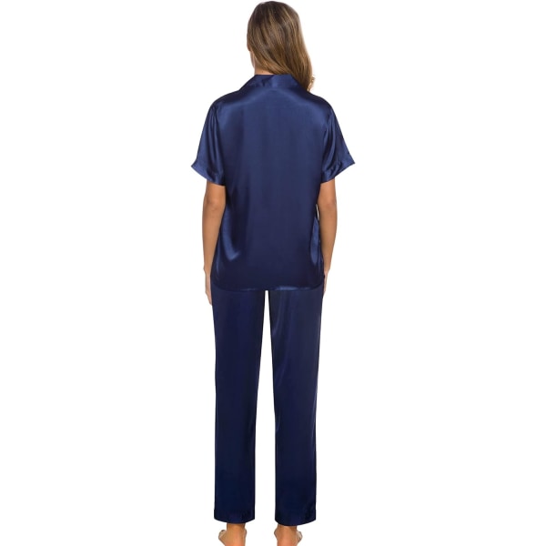 Långärmad Pyjamas Set Silk Satin Sleepwear Button Down Pjs Loungewear med
