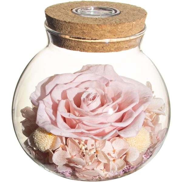 Bevarade äkta rosor med färgglad humörljusönskeflaska, evig ros, aldrig