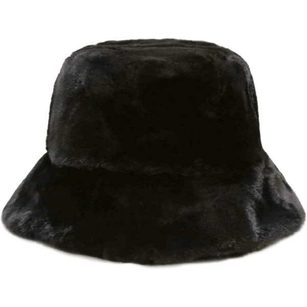 Vinter Fuskpäls Furry Bucket Hat Fluffy Fuzzy Warm Hat Plysch Fisherman Hat för