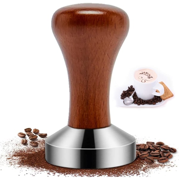 Solid Aluminium Coffee Tamper - Espresso Press Tamper med trähandtag