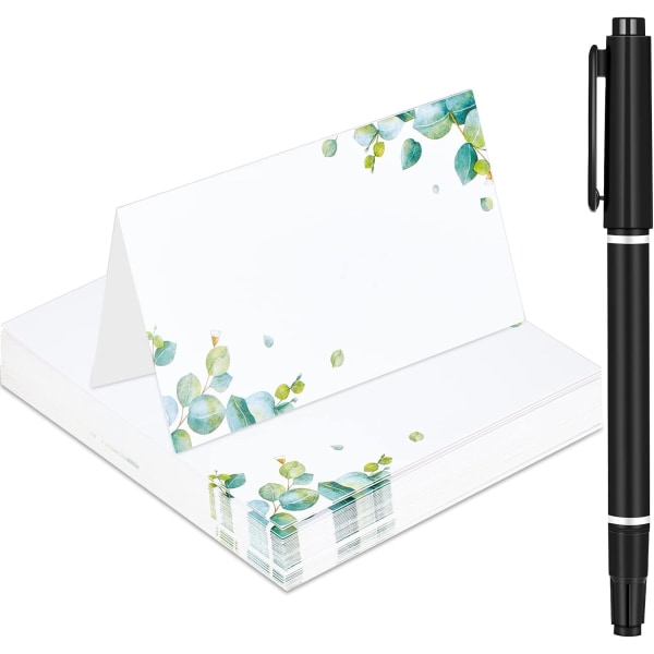 Bordskort för bröllop med penna - Eucalyptusbordskort för evenemang