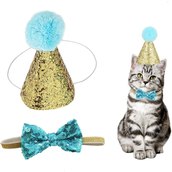 Christmas Pet Party Jazz Hat och Blingbling fluga Breakaway Collar Set,